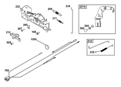 Controls Group Diagram and Parts List for 40U777-0010-G1 400000 - 699999 Briggs and Stratton Engine